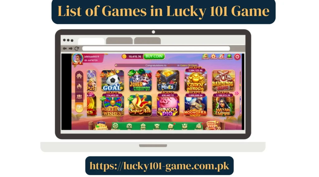 List of Games in Lucky 101 Game